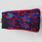Blaues Hexagon gemischt mit überlappenden roten Ku Golf Headcover (Vorderseite)