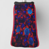 Blaues Hexagon gemischt mit überlappenden roten Ku Golf Headcover (Rotieren 90)