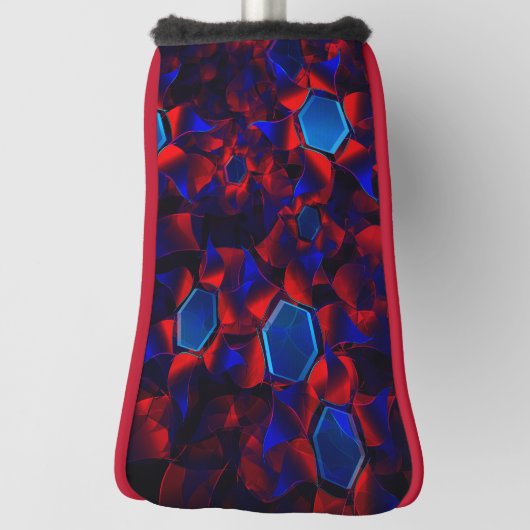 Blaues Hexagon gemischt mit überlappenden roten Ku Golf Headcover (Rotieren 90)