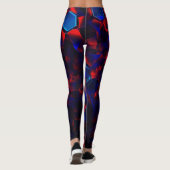 Blaues Hexagon gemischt mit überlappenden roten Ku Leggings (Rückseite)