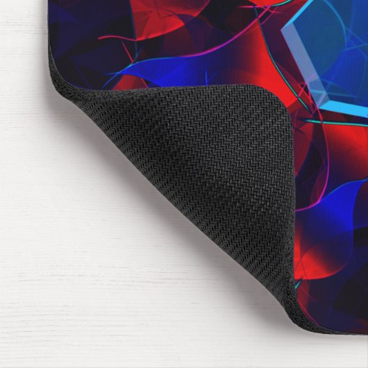 Blaues Hexagon gemischt mit überlappenden roten Ku Mousepad (Ecke)