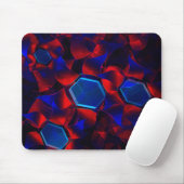 Blaues Hexagon gemischt mit überlappenden roten Ku Mousepad (Mit Mouse)
