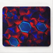 Blaues Hexagon gemischt mit überlappenden roten Ku Mousepad (Vorne)
