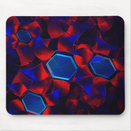 Blaues Hexagon gemischt mit überlappenden roten Ku Mousepad
