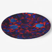 Blaues Hexagon gemischt mit überlappenden roten Ku Pappteller (Schrägansicht)