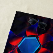 Blaues Hexagon gemischt mit überlappenden roten Ku Strandtuch (Beispiel)