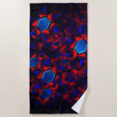 Blaues Hexagon gemischt mit überlappenden roten Ku Strandtuch (Vorderseite)
