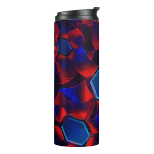 Blaues Hexagon gemischt mit überlappenden roten Ku Thermosbecher