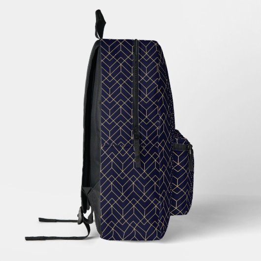 Blaues Hexagon-Muster Bedruckter Rucksack (Links)
