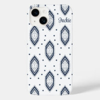 Blaues Hexagon-Muster in Weiß und Navy