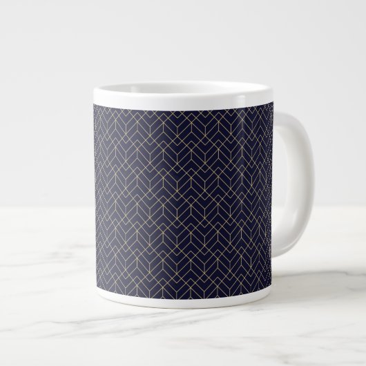 Blaues Hexagon-Muster Jumbo-Tasse (Vorderseite Rechts)