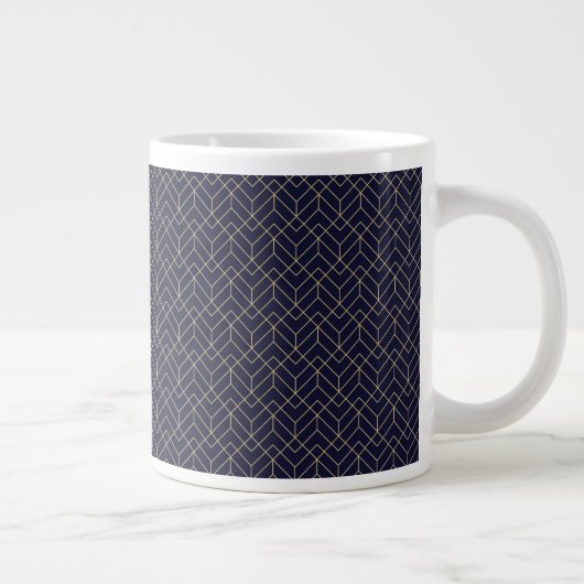 Blaues Hexagon-Muster Jumbo-Tasse (Rechts)