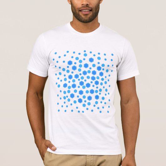 Blaues Hexagon-Muster T-Shirt (Vorderseite)