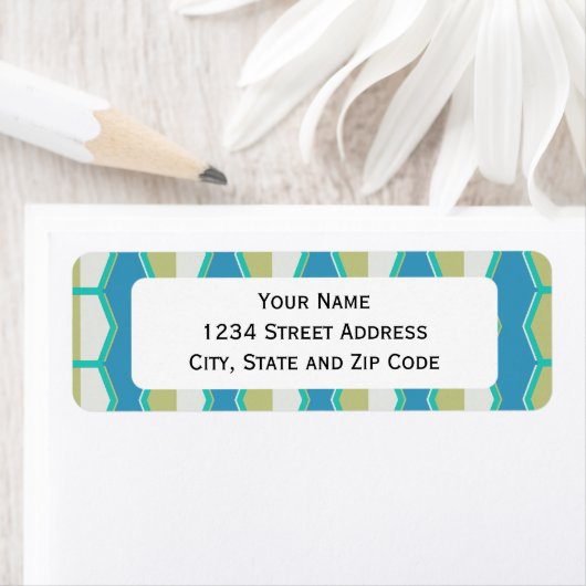 Blaues Hexagon Retro-Muster der 70er (Insitu)