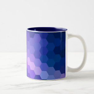 Blaues Hexagon-Zickzack Muster Zweifarbige Tasse