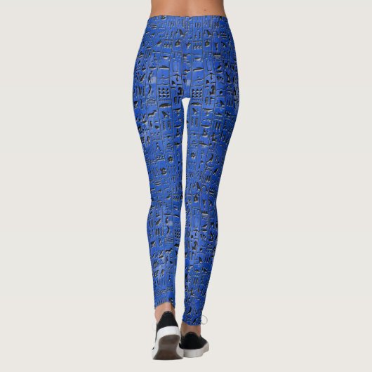 Blaues Hieroglypics Leggings (Rückseite)