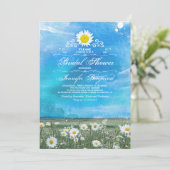 Blaues Himmel und Sommerwiese Brautparty Einladung (Stehend Vorderseite)