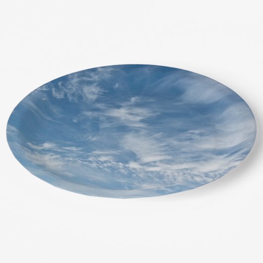 Blaues Himmelsgeplättetes blaues Muster Pappteller (Schrägansicht)