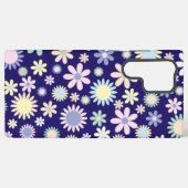 Blaues Hintergrund-Blumenmuster Samsung Galaxy Hülle (Rückseite (Horizontal))