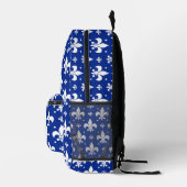 Blaues Hintergrund Fleur-de-lis-Muster Bedruckter Rucksack (Rechts)