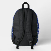 Blaues Hintergrund Fleur-de-lis-Muster Bedruckter Rucksack (Rückseite)