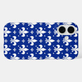Blaues Hintergrund Fleur-de-lis-Muster Case-Mate iPhone Hülle (Rückseite (Horizontal))