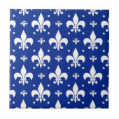 Blaues Hintergrund Fleur-de-lis-Muster Fliese (Vorderseite)
