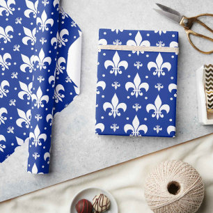 Blaues Hintergrund Fleur-de-lis-Muster Geschenkpapier