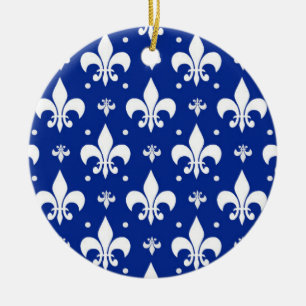 Blaues Hintergrund Fleur-de-lis-Muster Keramik Ornament