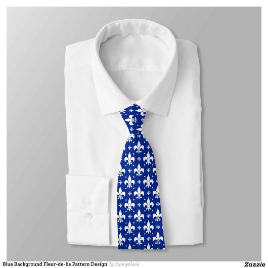 Blaues Hintergrund Fleur-de-lis-Muster Krawatte