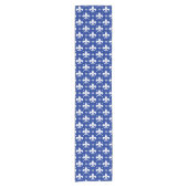 Blaues Hintergrund Fleur-de-lis-Muster Kurzer Tischläufer (Vorderseite)