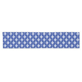 Blaues Hintergrund Fleur-de-lis-Muster Kurzer Tischläufer (Horizontal)