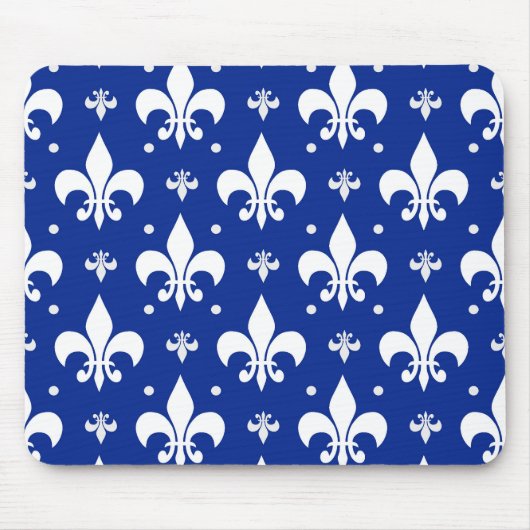Blaues Hintergrund Fleur-de-lis-Muster Mousepad (Vorne)