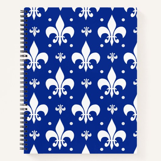 Blaues Hintergrund Fleur-de-lis-Muster Notizblock (Vorderseite)