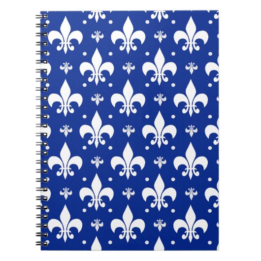 Blaues Hintergrund Fleur-de-lis-Muster Notizblock (Vorderseite)