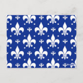 Blaues Hintergrund Fleur-de-lis-Muster Postkarte (Rückseite)