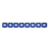 Blaues Hintergrund Fleur-de-lis-Muster Satinband (Vorderseite)