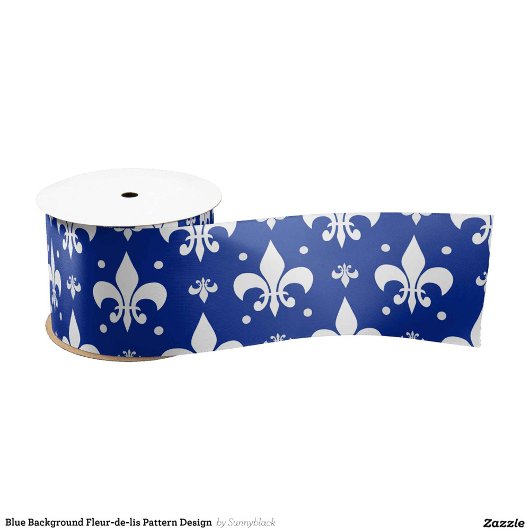 Blaues Hintergrund Fleur-de-lis-Muster Satinband