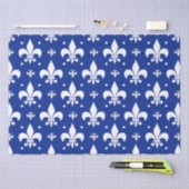 Blaues Hintergrund Fleur-de-lis-Muster Seidenpapier (Handwerk)