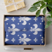 Blaues Hintergrund Fleur-de-lis-Muster Seidenpapier (Geschenk)