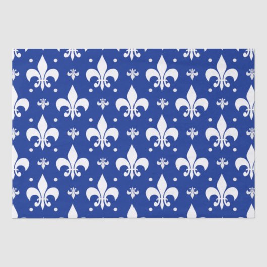 Blaues Hintergrund Fleur-de-lis-Muster Seidenpapier (Vorderseite)