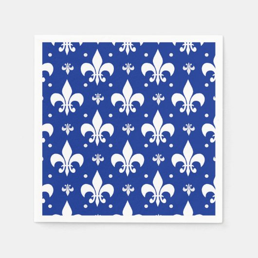 Blaues Hintergrund Fleur-de-lis-Muster Serviette (Vorderseite)