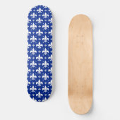 Blaues Hintergrund Fleur-de-lis-Muster Skateboard (Vorderseite)