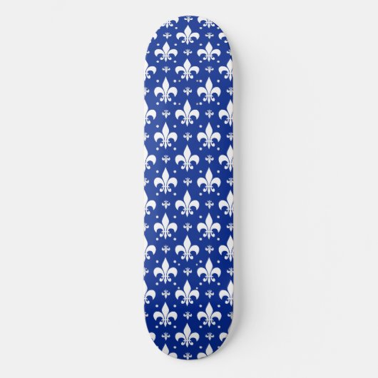 Blaues Hintergrund Fleur-de-lis-Muster Skateboard (Vorderseite)