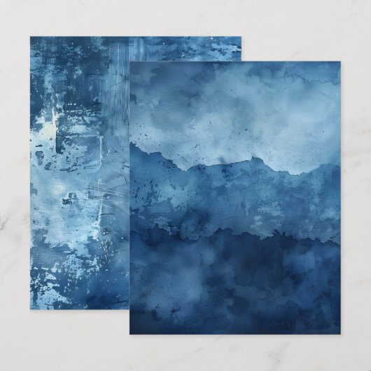 Blaues Hintergrundbild Druckfarbenbeschriftung Einladung (Vorne/Hinten)