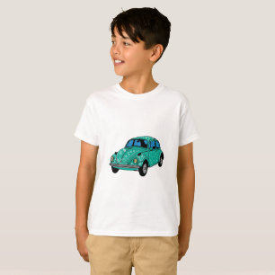 Blaues Hippie-Auto Hanes TAGLOS T-Shirt