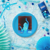 Blaues Hippie-Girl-Friedenszeichen Pappteller (Party)