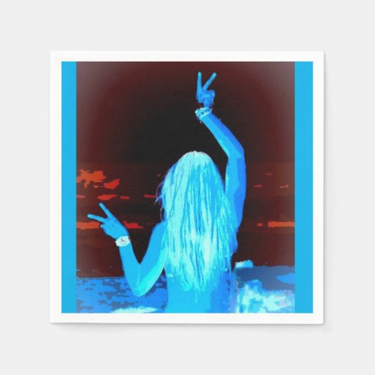 Blaues Hippie-Mädchen Serviette (Vorderseite)