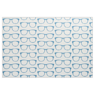 Blaues Hipstergeek-Glas-Gewebe Stoff