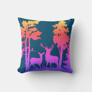Blaues Hirsch in der Holz-Silhouette Weihnachten Kissen